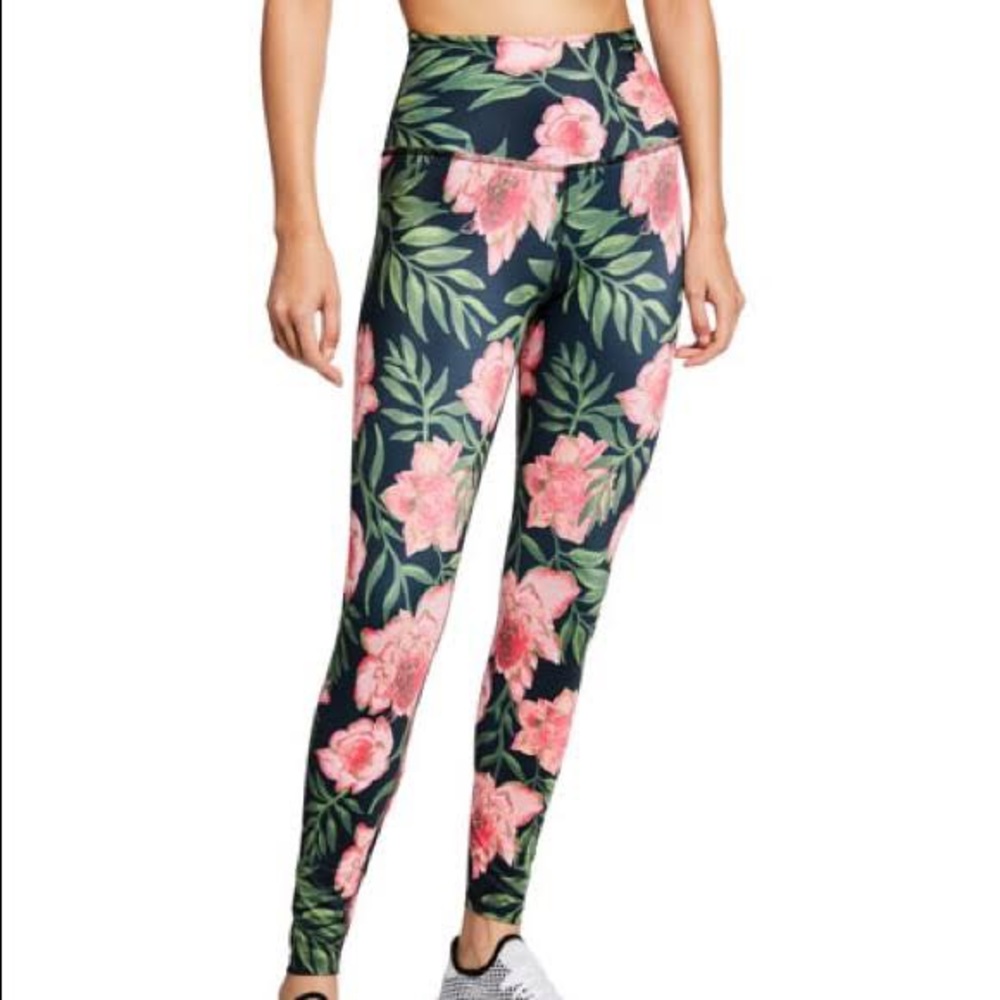 Beyond Yoga floral print legging pants large EUC